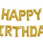 Happy Birthday Foil Balloons Set - Golden
