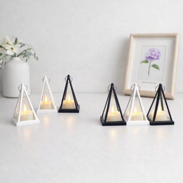 Vantage Geometric Pyramid LED Lantern & Royal Crystal Votive Set