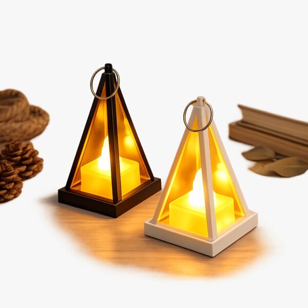 Vantage Geometric Pyramid LED Lantern & Royal Crystal Votive Set