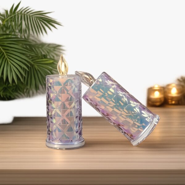 Lumina Crystal Diamond LED Flameless Candle Set – Warm Amber Glow