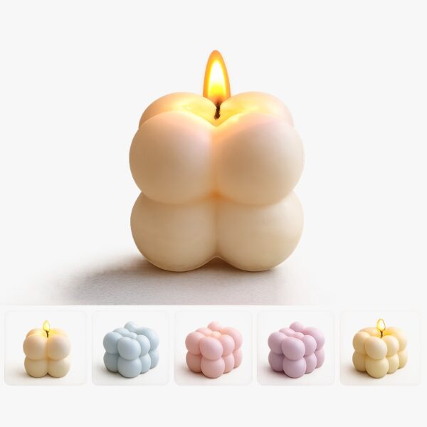 Aesthetic Pastel Bubble Cube Candles – Scented Soy Wax Decor