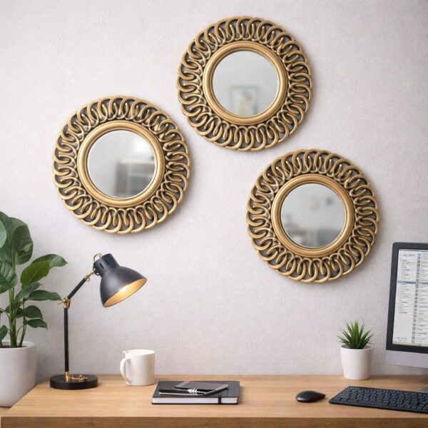 Noor-e-Haram Ornate Sunburst Wall Mirror Set